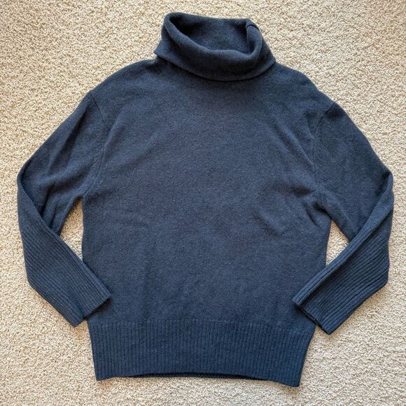 MASSIMO DUTTI Women’s Wool Cashmere Blend High Neck Knit Sweater Blue Medium - Picture 1 of 8